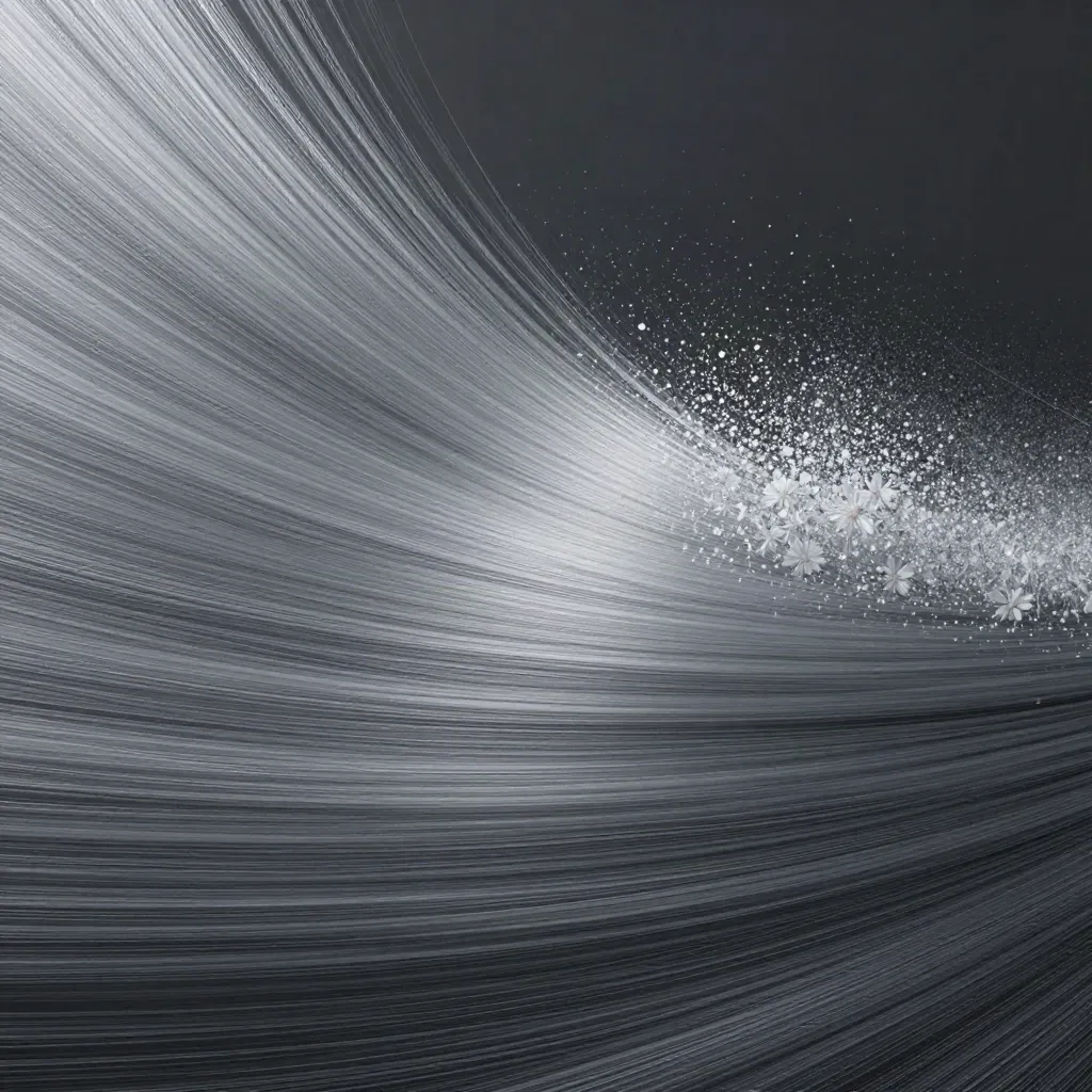 Silver particle filaments bloom in graphite haze, leaving calm space for copy